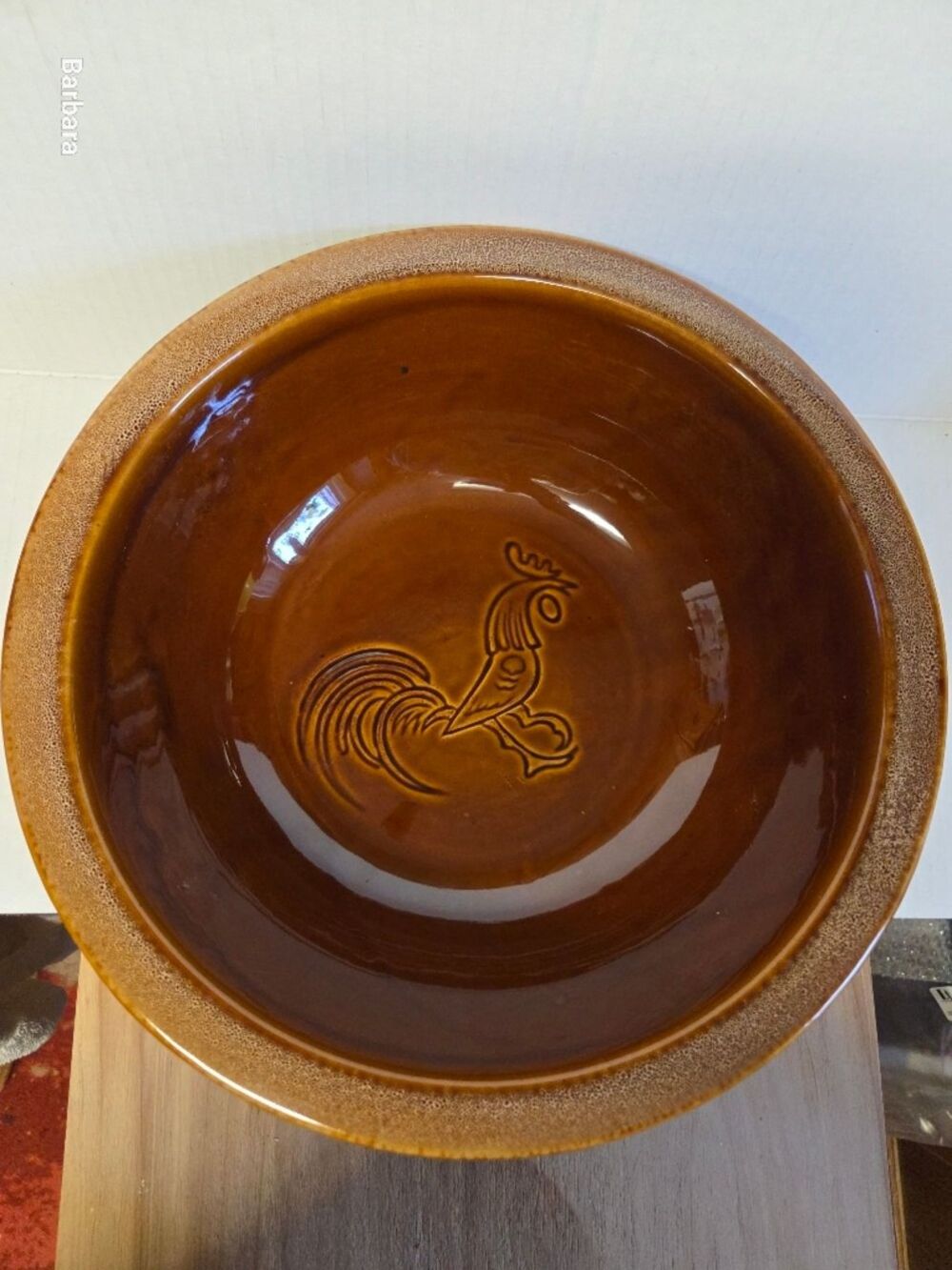 Vintage 12" Hull Pottery House 'N Garden Brown Rooster Stoneware Deep Dish Bowl